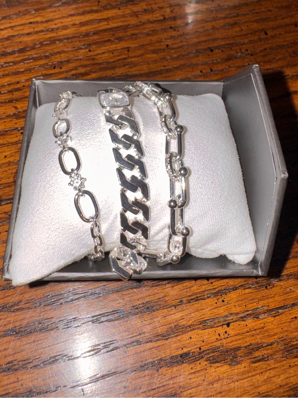 Bomb Party Luxe Layers RBP8071 Silver CZ Bracelet Set NIB